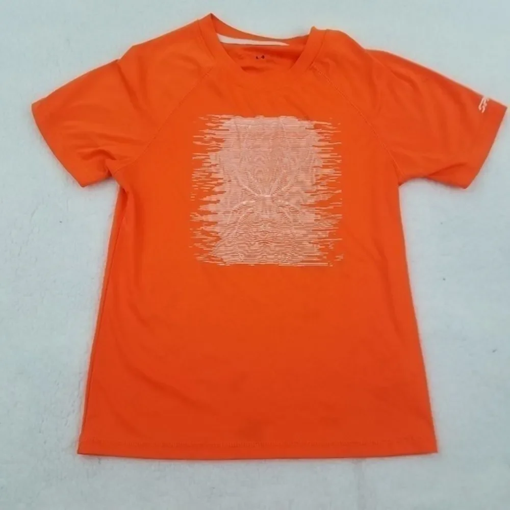 Spyder Tee Kids S Orange Logo Short Sleeve Bright Neon Stripe Spider Graphic